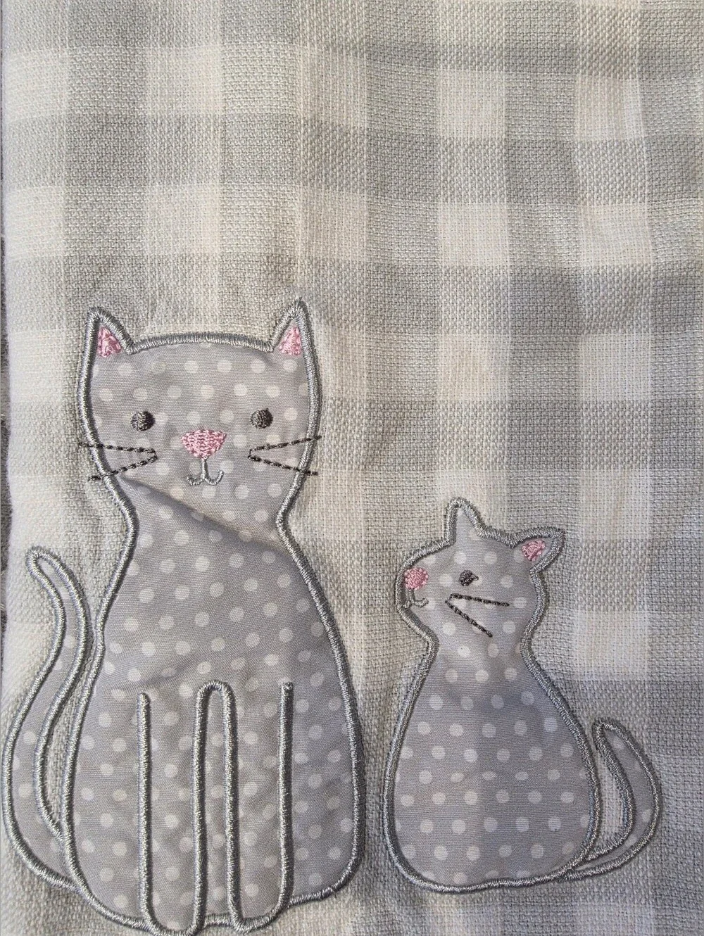2pc Truly Lou Kitchen Towels Checkered W/Cats